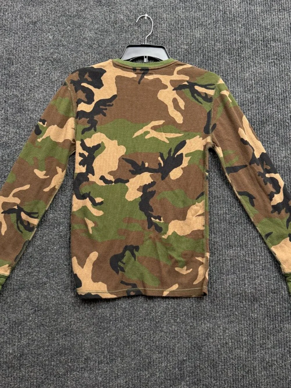 Polo Ralph Lauren Camo Thermal Sleep Shirt Mens S Small Waffle Knit Long Sleeve